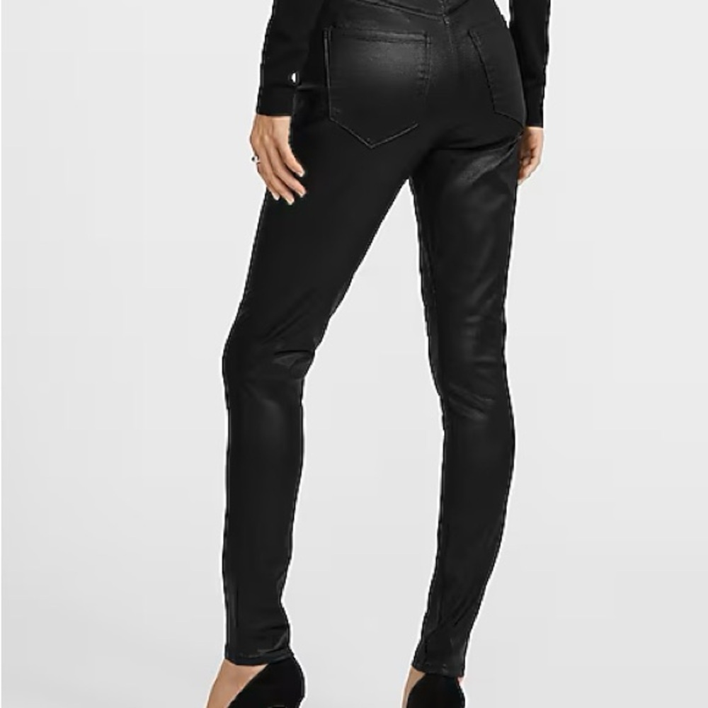 Express Black Coated Jeans Size 8 - Picture 3 of 9
